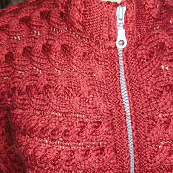 25072 Connemara Knitwear 100% Merino Wool Cardigan Irish Sweater Red Sz M - Picture 3 of 13